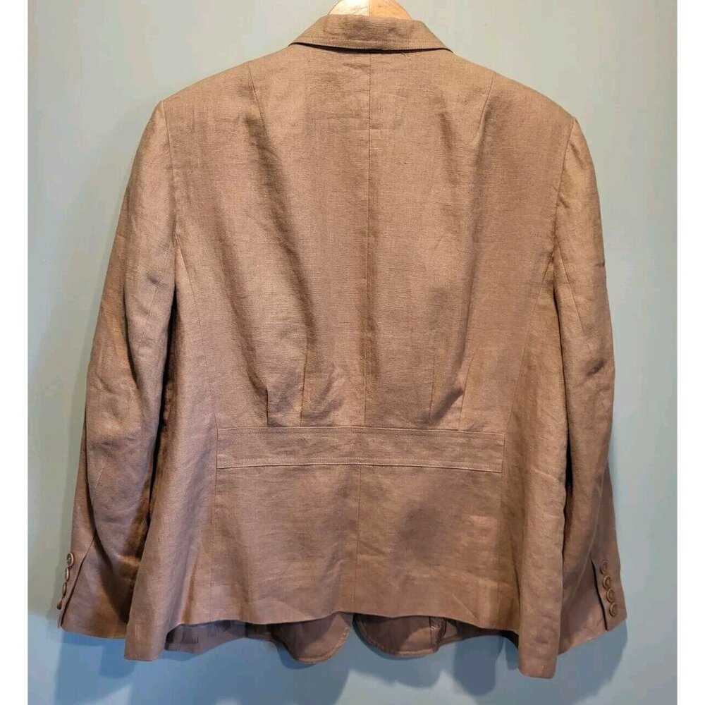 Talbots Beige 100% Irish Linen 3 Button Blazer Sz 14w Pockets - Picture 4 of 7